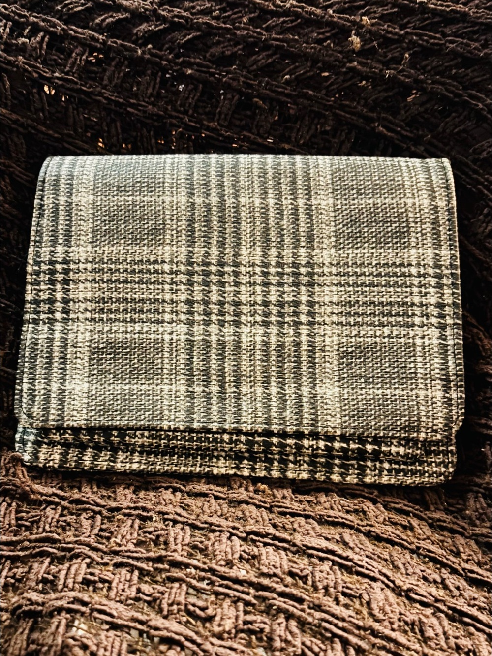 Plaid Fold-Over Card Holder - Gray Plaid